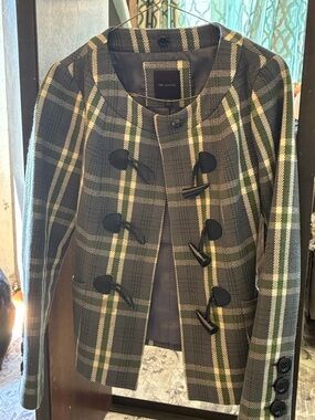 The Limited Green Plaid Y2K Toggle Coat Wool Blend Preppy XS